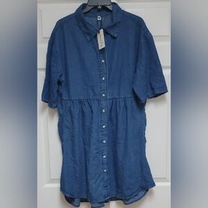 They Look Denim Buttpn Up Dress/Blue